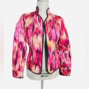 NEW Beautiful Chico's Vibrant Multicolor Reversible Bomber Jacket